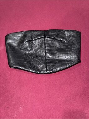 Meshki Black Faux Croc Strapless Bustier Bandeau